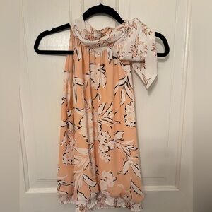 White House Black Market Floral Peach Halter Tank XS